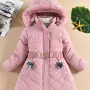 心形女童中长款韩版棉服