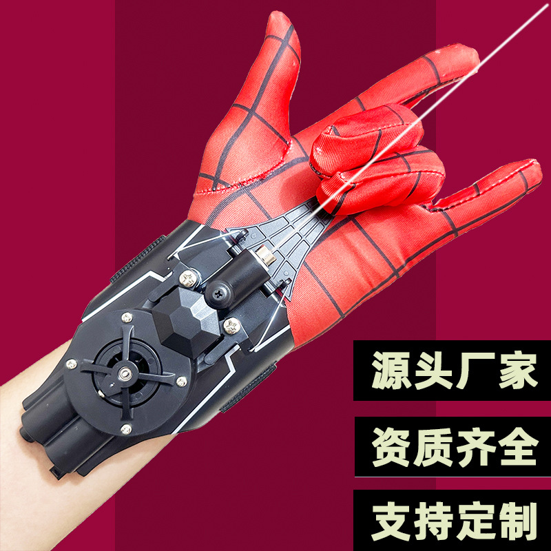 Spider-Man transmisor spinning guantes genuinos reales cuerda automática spinning seda de araña negro tecnología juguetes para niños