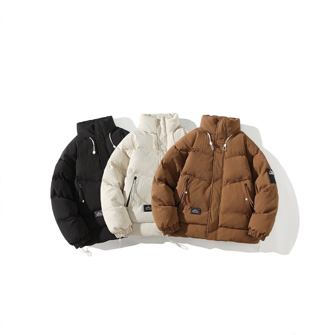 Early winter hooded thickened cotton coat for men, loose-fitting, warm, casual, versatile, slimming, and trendy
