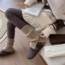 靴尚棉袜套女秋冬喇叭开叉堆堆袜复古粗线针织搭配打底裤保暖小腿