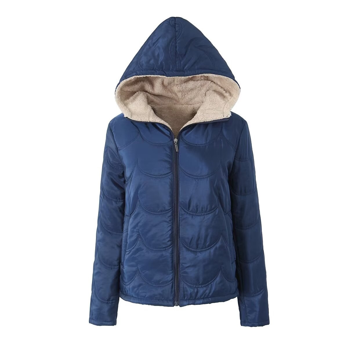 Women's Winter Coat Hooded Velvet Lined Thick Warm Casual Jacket_voghion.com