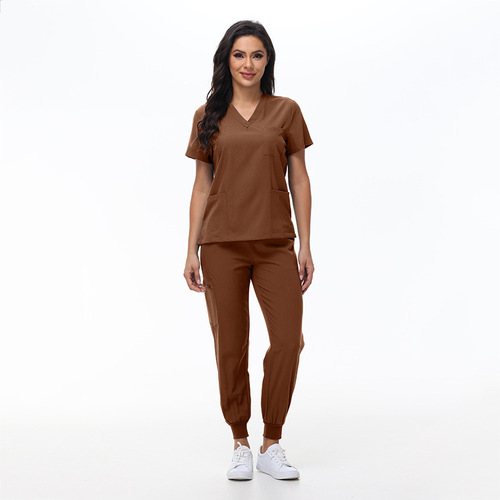 Amazon V-neck Short-sleeve Nursing Uniform for Men and Women, Skin Management Handwashing Gown, Operating Room Isolation Suit, Work Uniform Set