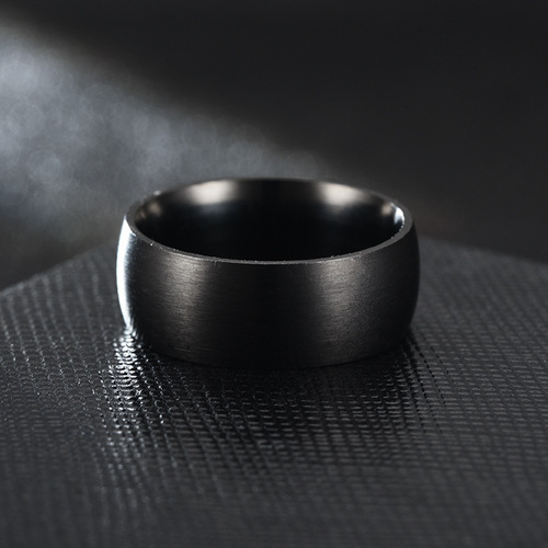 Daihao 8mm inner and outer ball matte black men's ring, trendy men's personalized black ring, glossy ring
