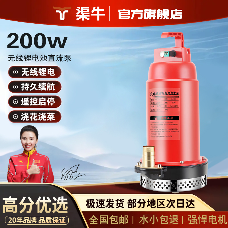 kt无线充电式抽水泵遥控浇菜农用灌溉便捷式家用电动直流潜水