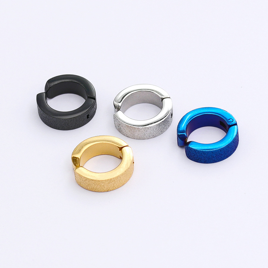 Japanese and Korean titanium steel frosted ear clip trendy men's non-pierced matte fake earrings matte stainless steel frosted ear buckle