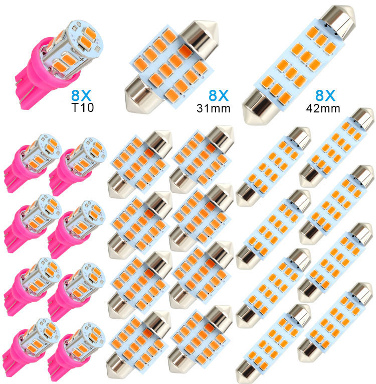 車のledの組合せのセット24pcs t10の幅ライトの2つの先端の読書灯のナンバープレートライトの室内のドアライト|undefined