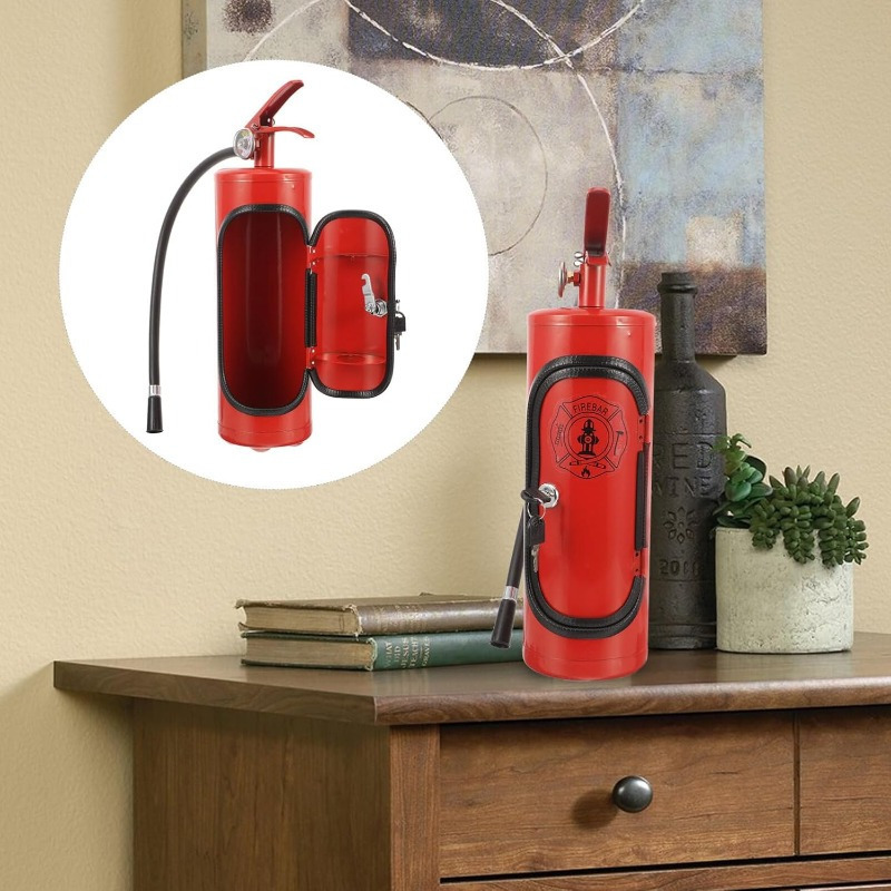 Cross-Border Crafts Wrought Iron Fire Extinguisher Wine Box Wine Cabinet Home Living Room Decoration Ornaments Simple Metal Craft Decoration