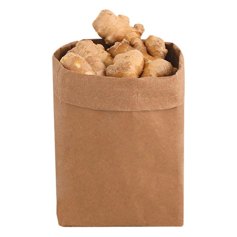 Tingmo bolsa de almacenamiento de papel Kraft lavable bolsa de embalaje bolsa de regalo bolsa de fondo cuadrado bolsa de almacenamiento de refrigerador de frutas papel Kraft