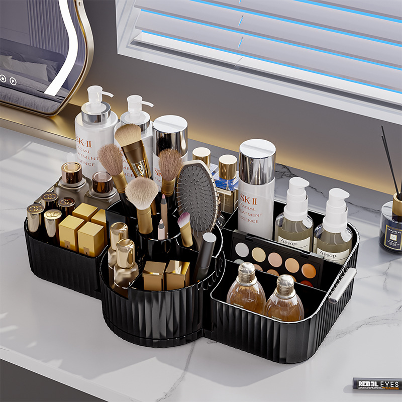 Caja de almacenamiento de cosméticos giratoria, estante de escritorio de alta calidad, caja de almacenamiento transparente de perfumes de gran capacidad para productos de cuidado de la piel