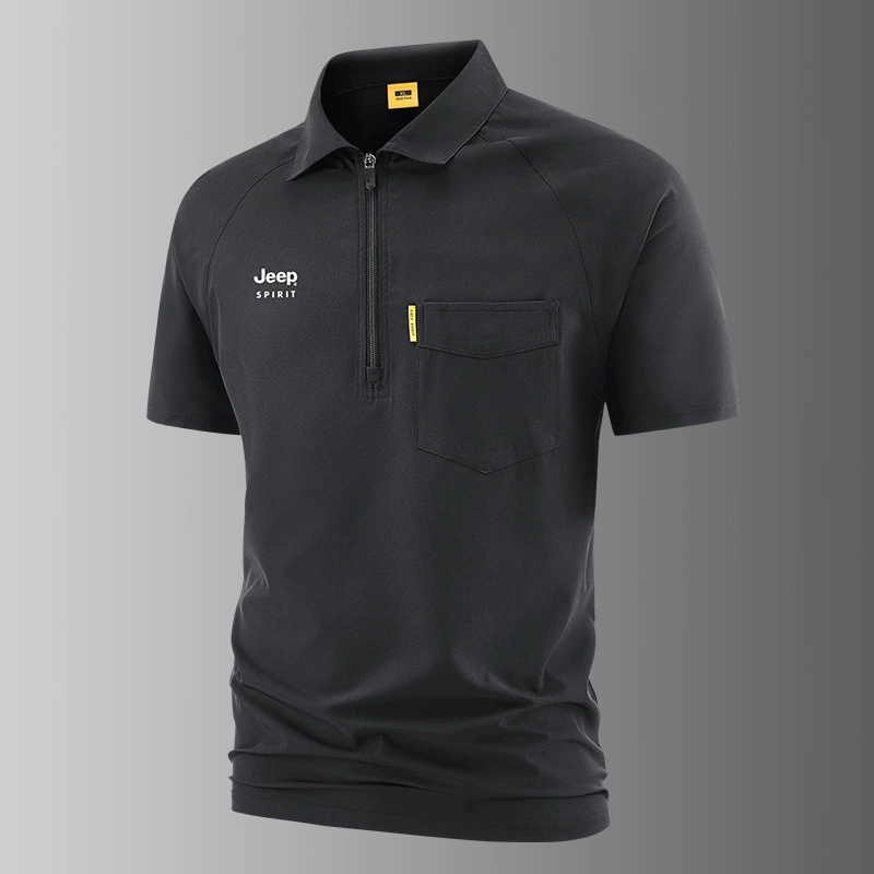 Модная легкая деловая футболка-поло с лацканами, повседневная быстросохнущая футболка из ледяного шелка, новая рубашка-поло с короткими рукавами, мужской пуловер, топ