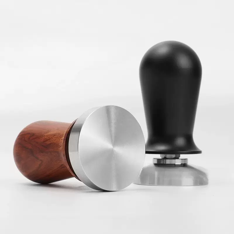 不锈钢咖啡压粉器木质弹力按压器恒定压粉锤咖啡机填压器配套器具