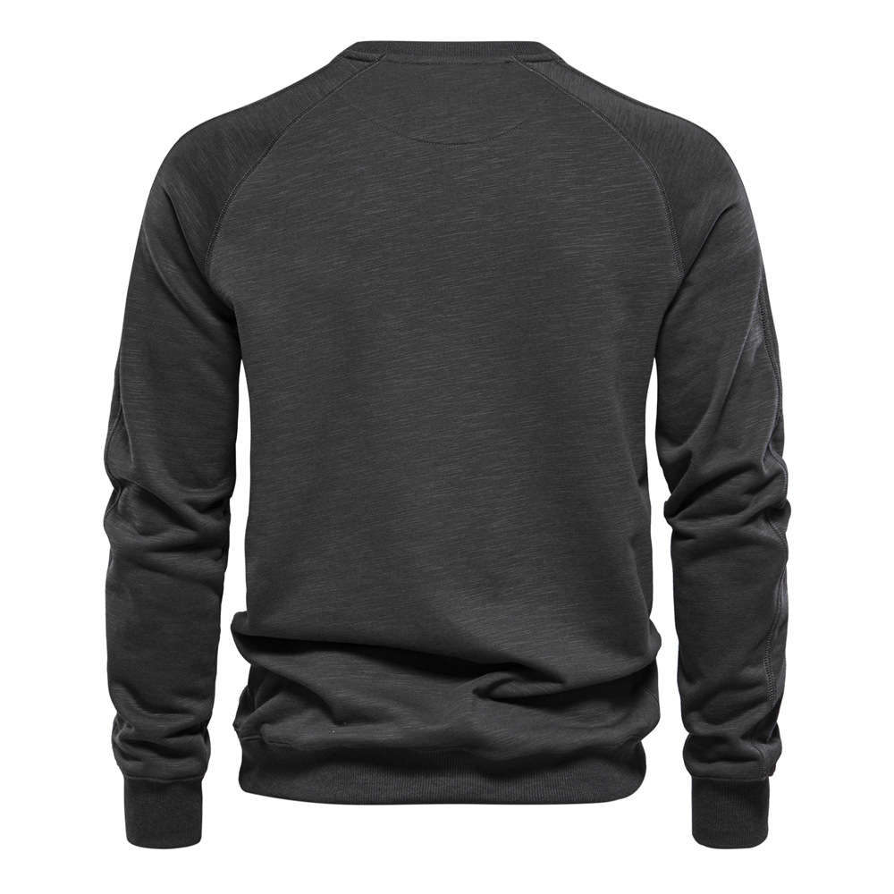 2024 Spring and Autumn New Style Leading Men's Loose Casual Solid Color Round Neck Hoodie Trendy Men_voghion.com