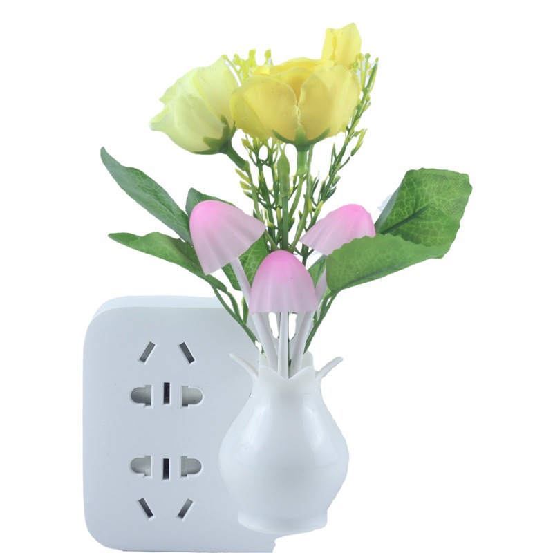 Transfronterizo dedicado 4LED luz más inducción controlada por luz inteligente colorido luminoso base Rosa seta puesto de luz