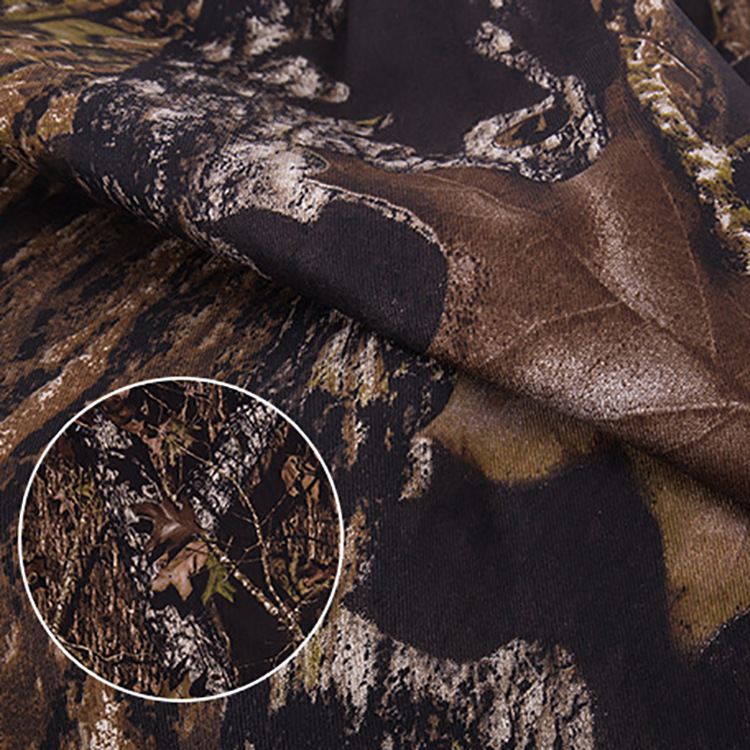 2022 nuevo trenzado twill impresión de árbol 100% algodón camuflaje de árbol tela de ropa de trabajo