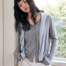 春夏天丝醋酸针织衫女绵羊毛弹力亲肤外套轻薄纽扣长袖打底上衣