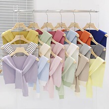 百搭条纹针织披肩小坎肩搭配衬衫外搭衬衫护颈衬衣春秋夏季空调房