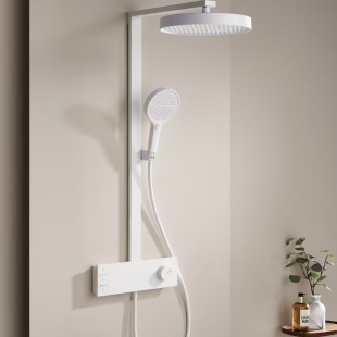 All-Copper Digital Display Cream White Dechlorination Skin Beauty Shower Set Home Bathroom Extra Large Top Spray Shower Booster Shower