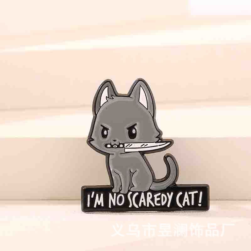 跨境新品暗黑系猫咪金属胸章创意动物百搭字母别针包包衣服配饰批|undefined
