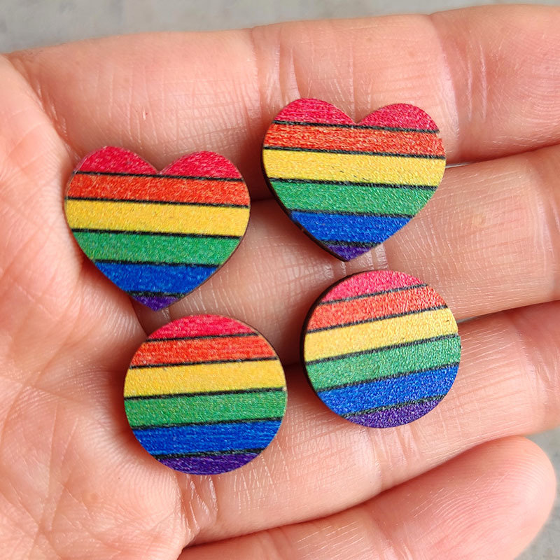 Fashion Rainbow Wood Handmade Womenu0027S Ear Studs 1 Pair