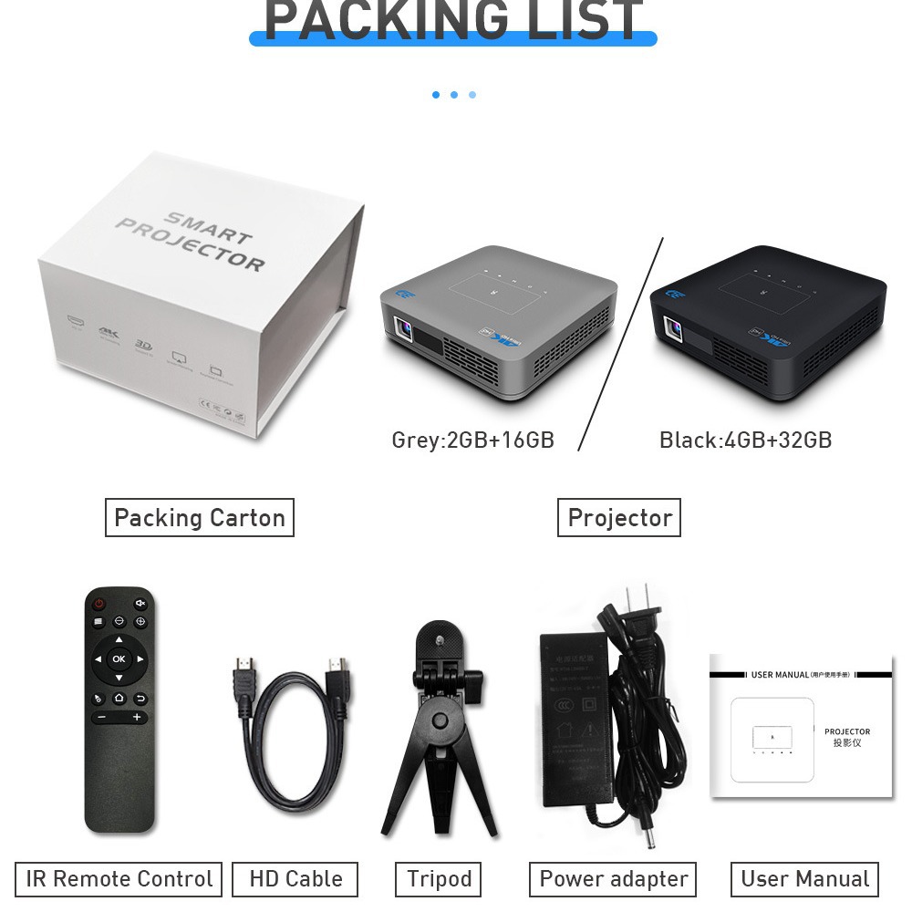 Mini proyector portátil elegante transfronterizo del proyector 4K HD DLP DE LA OFICINA casera del Mini proyector