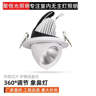 Elephant nose light embedded spotlight led adjustable rotating spotlight high color display clothing store highlight cob spotlight