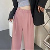Autumn suit for leisure, trousers, high waist, Korean style, 2022 collection, loose straight fit