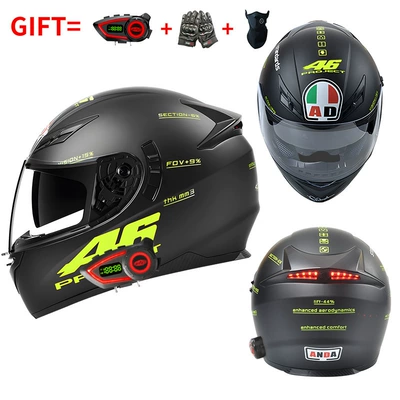 Motosiklet kaskı (dəbilqə) — Safe for Men and Women - bluetooth-model-matte-black-46-hd-mirror-m55-56-head-circumference