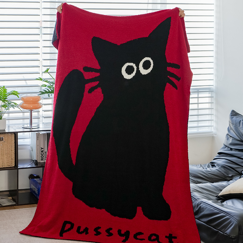 かわいい猫ハーフベルベットソファブランケット秋と冬の昼寝オフィスショールカバーブランケットエアコンシングルブランケットドロップシッピング|undefined