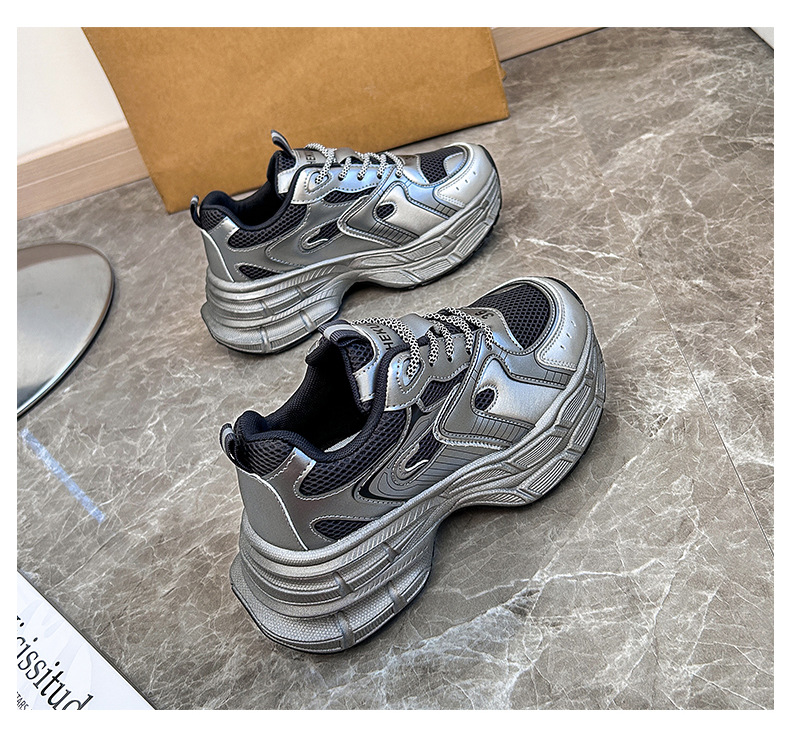 Pantofi sport pentru tătici noi, versiunea coreeană de la Ins, toamna 2024, pentru studenți, alergare, sport, talpă groasă, creștere a înălțimii, pentru timpul liber_voghion.com