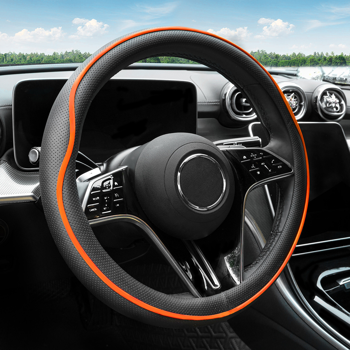 Car Steering Wheel Cover, Nappa Leather, All-Season, Stylish, Wear-Resistant, Cross-Border Hot-Selling Steering Wheel Protector