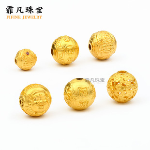 18K Gold Ancient Gold Mahakala God of Wealth Copper Coin Pixiu Auspicious Cloud Loose Beads Spacer Beads Handmade DIY Braided Rope Bracelet Accessories