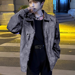 2025 New American Style High-end Short Coat Trendy Brand Leather Jacket for Men and Women Spring and Autumn New ZD