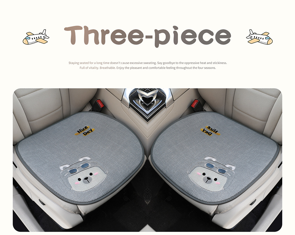 Four Seasons Universal Linen Three-Dimensional Cartoon Flying Bear Car Cushion Cute Internet Celebrity Linen Car Cushion Multi-Piece Set