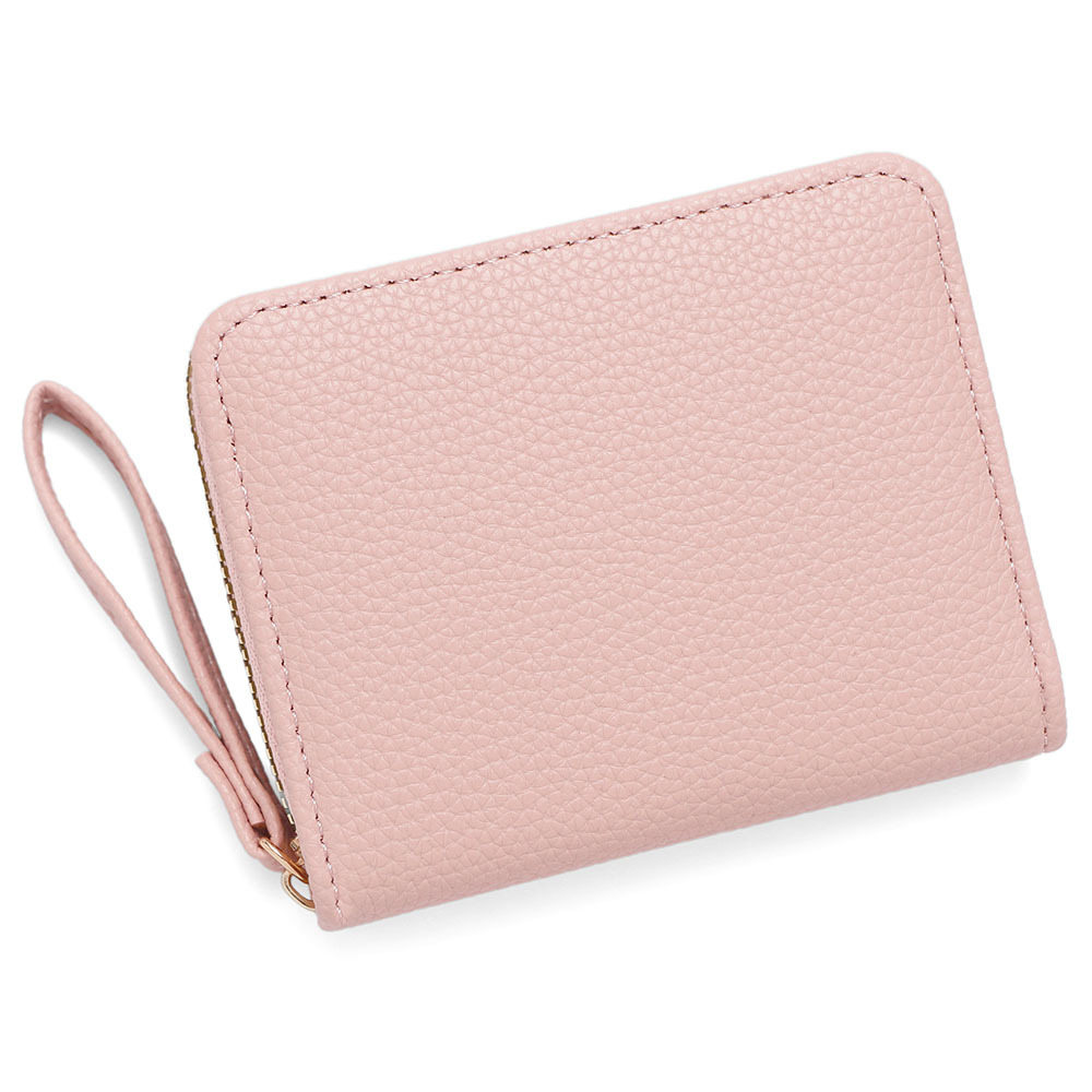 Nuevo PU damas corta monedas bolso de cambio de monedas de color sólido litchi gran capacidad cremallera cartera bolsa de tarjetas al por mayor