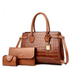 Fashionable trend one-shoulder bag, set, European style, suitable for import, crocodile print, 3 piece set