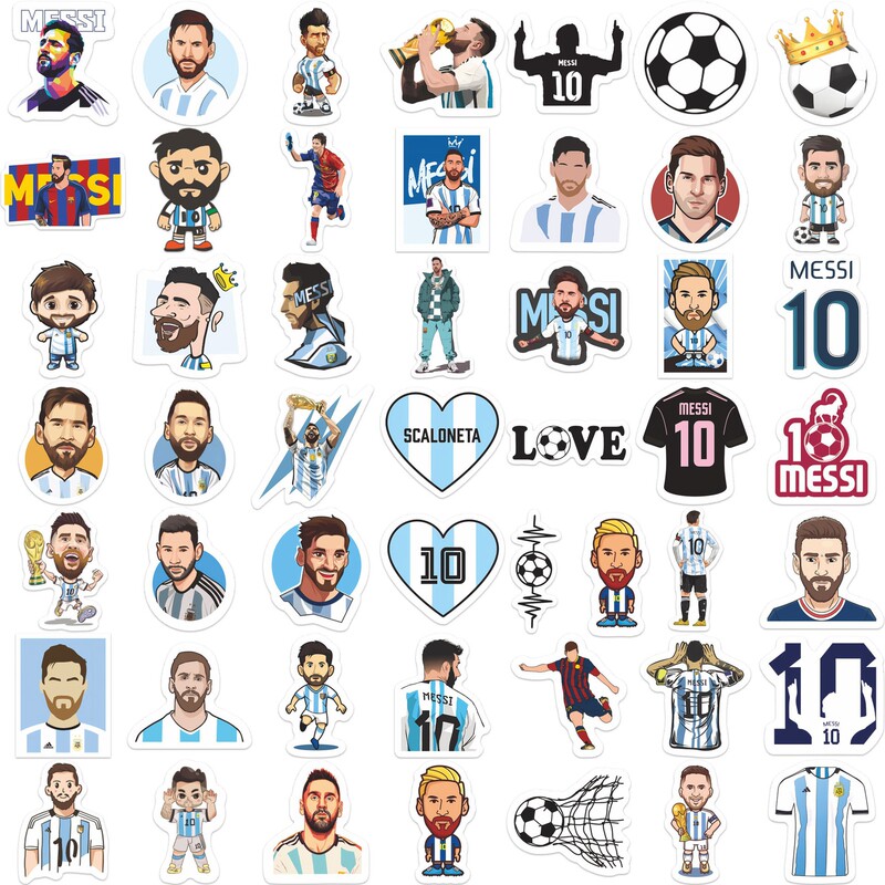 50 Pieces of Messi Football Star Creative Stickers for Journals, Stationery, Luggage, Notebooks, DIY Decoration Stickers Wholesale 50 Pieces of Messi Football Star Creative Stickers for Journals, Stationery, Luggage, Notebooks, DIY Decoration Stickers Wholesale