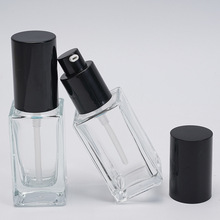 30ml粉底液瓶透明玻璃按压乳液BB霜瓶方形蒙砂粉底液瓶子厂家价格