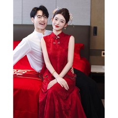 新中式敬酒服新娘2025新款红色订婚礼服结婚晨袍女高级感回门套装