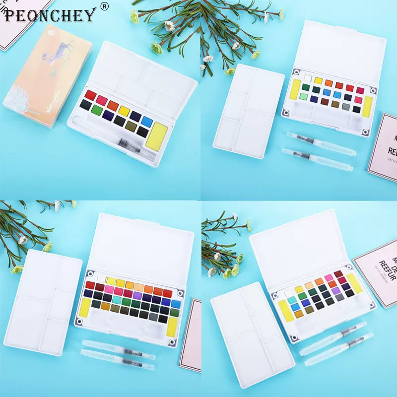 美术生儿童固体水彩颜料套装便携式水粉颜料水彩固体颜料批发