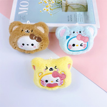 Ins可爱吱吱叫毛绒猫咪甜美戴帽子的头套猫绒包包挂件学生小礼物