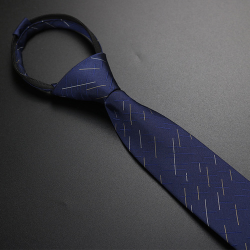 Tie men's formal business wedding groom's shirt professional student black gray 6cm knot-free zipper lazy man