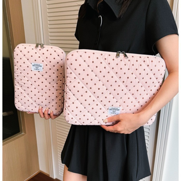 14inch Computer Bag Korean Polka Dot Japanese Style Girl's Inner Bag 11inch Large Capacity Tablet iPad Storage Bag Cross-Border
