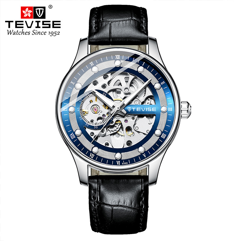 TEVISE teweys reloj mecánico hueco de los hombres de la correa de reloj de moda impermeable de los hombres reloj mecánico T836D