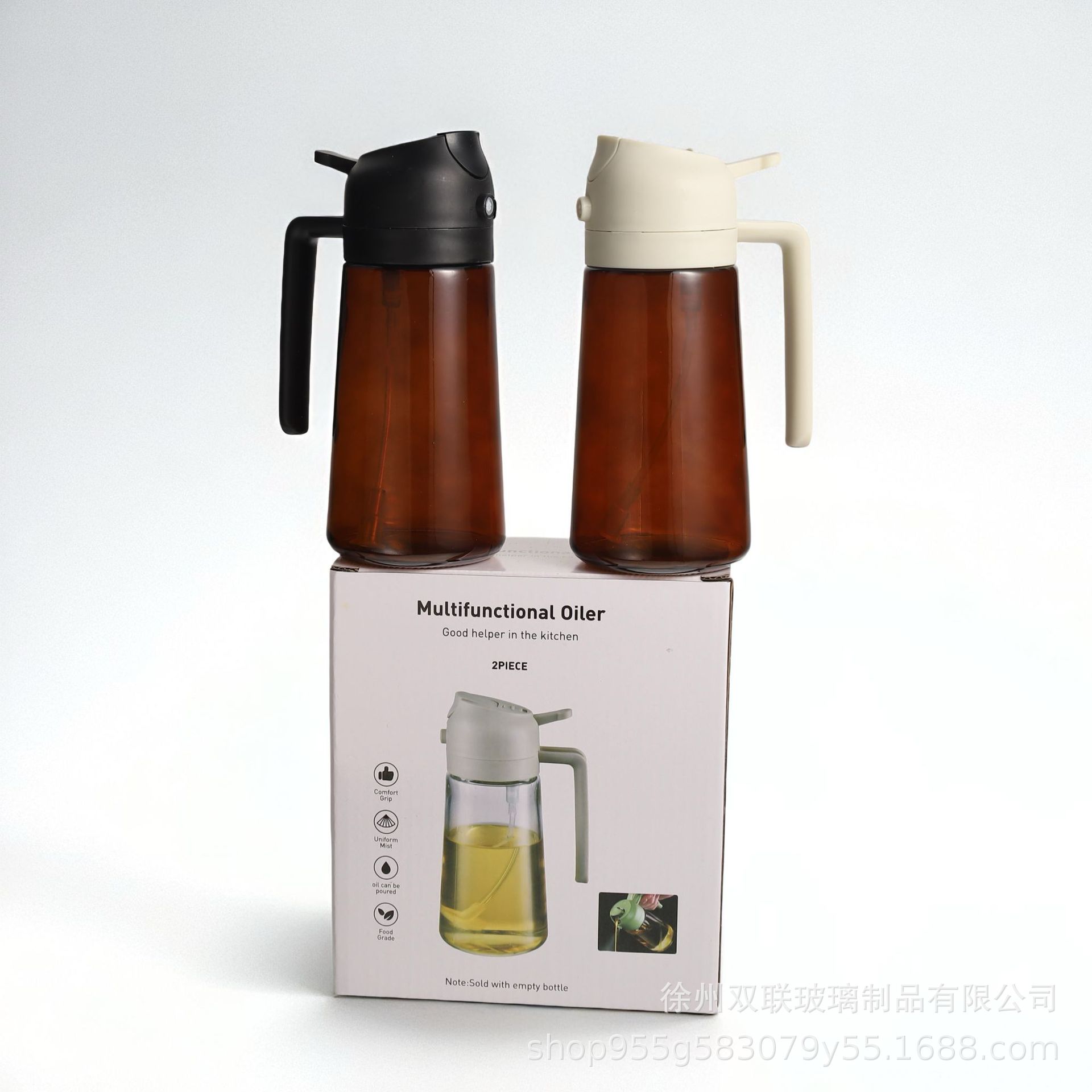 Nuevo tipo de pulverización de doble propósito de vidrio de aceite de pulverización de aceite de cocina doméstica sin colgar aceite a prueba de fugas de aceite de salsa de soja botella de vinagre