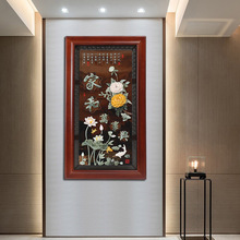 新中式玉雕裝飾畫入戶玄關客廳背景牆掛件玉石立體雕刻工藝品壁掛