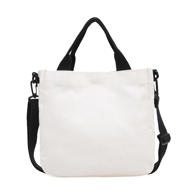 Solid Color Canvas Bag, Cross-Body Shoulder Shopping Bag, Multi-Functional, Customizable Logo Pattern, Small Cloth Bag, Student Cross-Body Bag