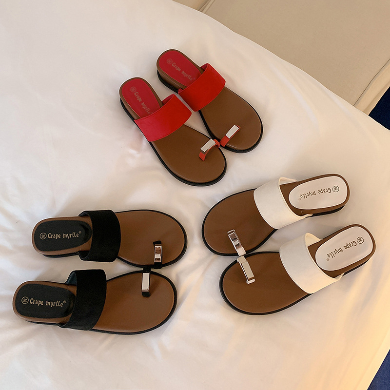Nuevo estilo de verano, sandalias planas tipo chanclas con una sola tira y plataforma de 4 cm para mujer, ideales para uso en exteriores.