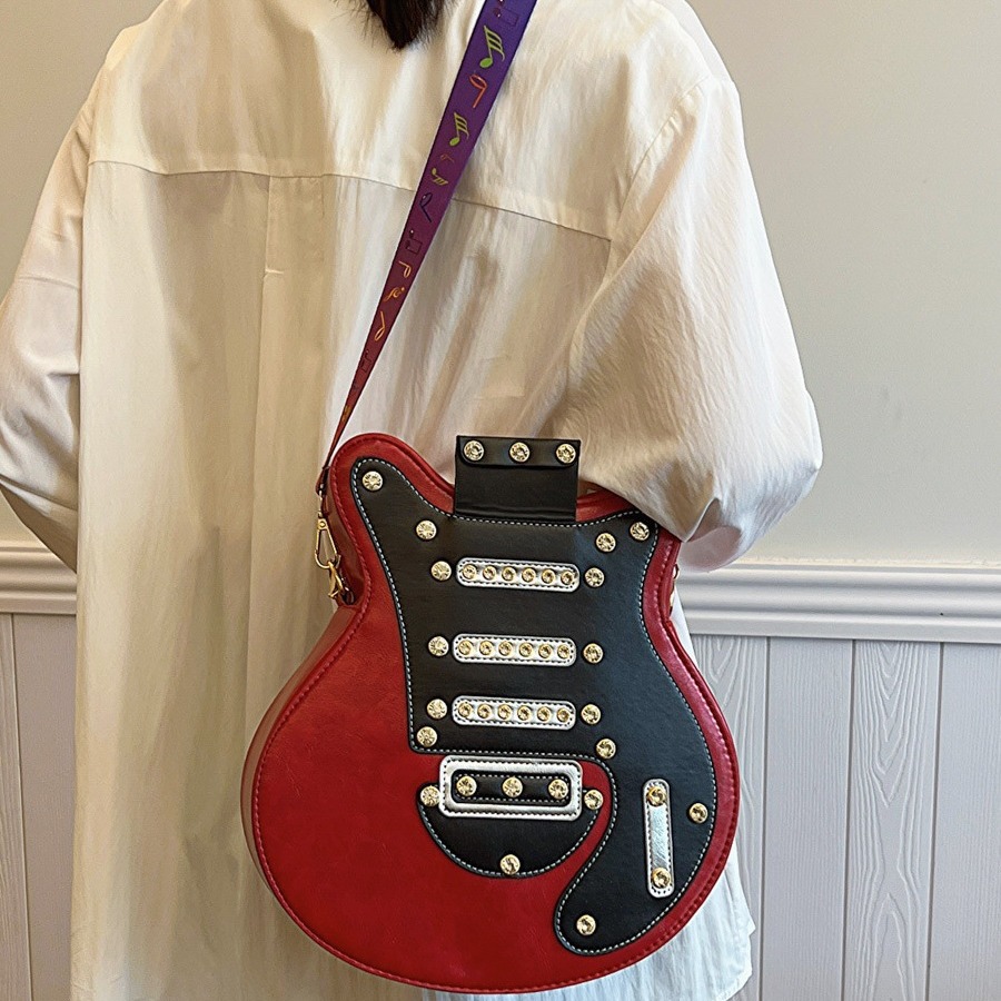 包邮跨境新款时尚个性单肩斜挎包吉他造型包女包爆款双肩包