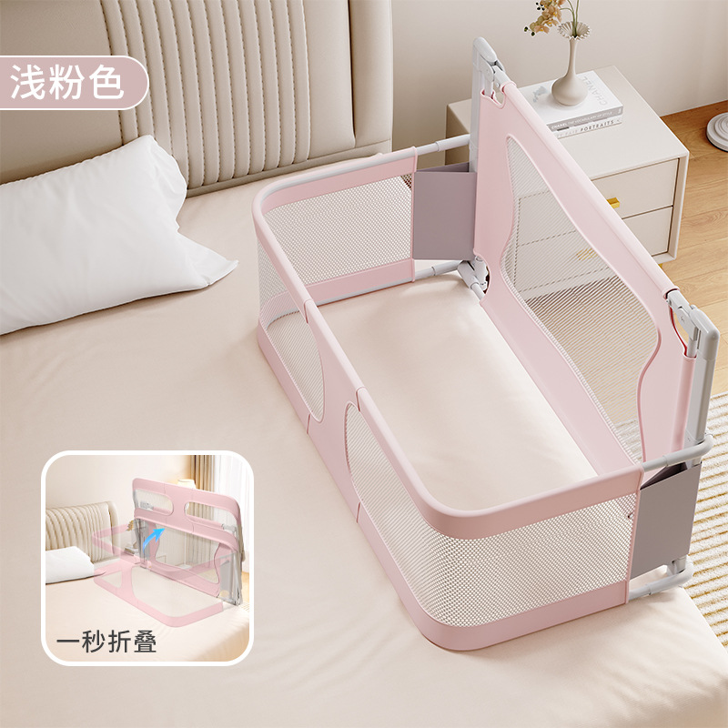 Cama de cuna a prueba de presión de apartamento pequeño, cama media, cerca de bebé recién nacido, valla protectora, cama de bebé móvil T plegable