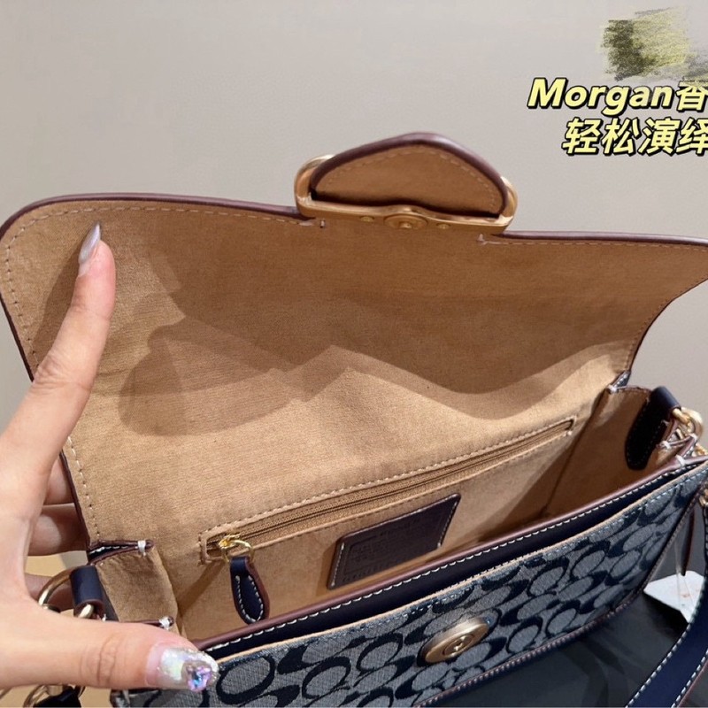 奥莱新款Denin香布雷提花帆布拼皮腋下小方包复古Morgan法棍包女|undefined
